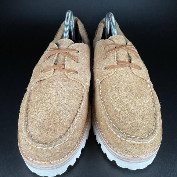 Sperry Authentic Original Men’s Size 8 Tan Suede Moc Toe 3 Eye Lug Boat Shoe NEW - Picture 2 of 9